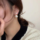 Cifeeo Trendy 14K Real Gold Pearl Stud Earrings for Women Sense of Luxury Korean Fashion Jewelry S925 Silver Needle Wedding Party Gift