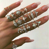 Cifeeo 3-16PC Fashion Ring Sets For Women Vintage Punk Gothic Finger Jewelry Fine Jewelry  Boys Girls Party Gifts