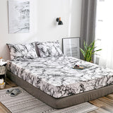 Cifeeo Nordic Mirco Fiber Marble Print Fitted Bed Sheet Single Elastic Band Double Bed Linen Home Soft Comfortable King Size Bedsheet