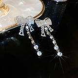 Back to school Korean New Fashion Bowknot Love Tassel Earrings Exaggerate Temperament Versatile Earrings Women Jewelry
