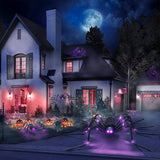 Cifeeo Halloween Giant Spider Black Simulation Super Big Glowing Spider LED Purple Light Props Scary Terror Home Party Outdoor Decor