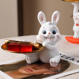 Cifeeo Home Tray Sculpture Rabbit Storage Ornaments,Living Room Decoration Tabletop Fruit Plate,TV Cabinet Decor Sculpture Resin Crafts