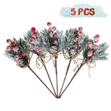 Christmas Gift Christmas Red Berry Articifial Flower Pine Cone Branch Christmas Tree Decorations Ornament Gift Packaging Home DIY Wreath