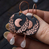 Cifeeo  Moon Crescent Geometric Vintage Earrings Round Disc Teardrop Stone Earrings For Women Ancient Drop Dangle Jewelry Gifts