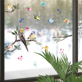 Back to school Spring Summer Tree Branch Bird Stickers Window Cling Butterfly Decals Glass Door Decoration Home Fridge Kids Room No Glue Vinyl