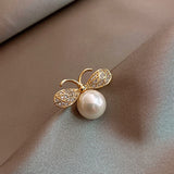 Cifeeo Cute Rhinestone Bee Brooch Women Party Accessories Insect Pearl Corsage Brooches Clothing Accessories