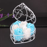 Metal Basket 6 Rose Soap Flower Heart-shaped Gift Box Birthday Valentine's Day Gift Giveaway Aromatherapy Artificial Flowers