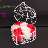 Metal Basket 6 Rose Soap Flower Heart-shaped Gift Box Birthday Valentine's Day Gift Giveaway Aromatherapy Artificial Flowers