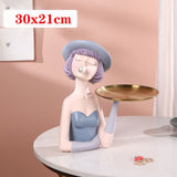 Cifeeo Creative Character Sculpture Storage Tray Girl Resin Crafts Housewarming Gift Home Living Room Entrance Key Storage Decoration