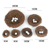 8-20cm Nature Rattan Bird Nest Easter Egg Decoration Prop Artificial Nest for Easter Party Home Garden Decoration DIY Craft