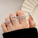 Cifeeo Vintage Hollow Heart Butterfly Rings Set For Women Metal Silver Color Geometric Spiral Shape Ring 22pcs Set 2023 Trendy Jewelry