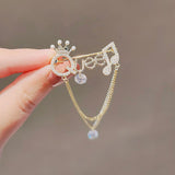Cifeeo Cute Elegant Cat Sitting On The Moon Brooches For Women Cartoon Opal Stone Zircon Kitten Animal Casual Party Corsage Gift