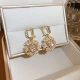 Back to school South Korea's Exquisite New Letter Flower Earrings Fashionable Sweet Versatile Earrings Elegant Women's Jewelry