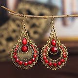 Back To School Cifeeo  Ethnic Women Drop Dangle Earings Geometric Carved Hollow Bead Antique Silver Color Bohemia Wedding Earrings Jewelry