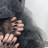 Cifeeo （Handmade Manicures)10 PCS Matte dark nail sheets, fake nail patches, removable wearable nails