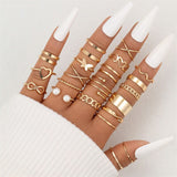 Cifeeo Geometric silver color snake leaf rings set for women punk fashion letter heart Finger Rings 25pcs/set Party Jewelry