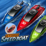 Cifeeo Mini RC Boat 5km/h Radio Remote Controlled High Speed Ship Electric Summer Water Pool Toys LED RC Speedboat Model Gifts