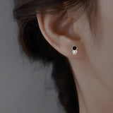 Cifeeo Minimalism Silver Color Cute Space Astronaut Stud Earrings For Women Asymmetric Planet Opal Lovely Simple Ear Piercing Jewelry