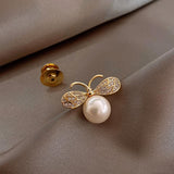 Cifeeo Cute Rhinestone Bee Brooch Women Party Accessories Insect Pearl Corsage Brooches Clothing Accessories