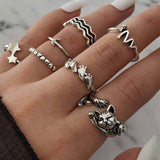 Cifeeo 3-16PC Fashion Ring Sets For Women Vintage Punk Gothic Finger Jewelry Fine Jewelry  Boys Girls Party Gifts