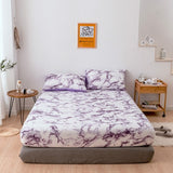 Cifeeo Nordic Mirco Fiber Marble Print Fitted Bed Sheet Single Elastic Band Double Bed Linen Home Soft Comfortable King Size Bedsheet