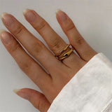 Cifeeo Gold Color Silver Color Irregular Wave Rings Trendy Simple Geometric Handmade Jewelry For Women Couple Finger Commemorative Gift