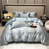 Cifeeo Mulberry Silk 4 Pieces Comforter Bedding Set, 1PC Duvet Cover, 1PC Bed Sheet, 2PCS Pillowcases, Luxury Home Textiles Bedclothes