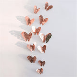 Back to school 12Pcs 3D Hollow Butterfly Wall Sticker for Home Decoration DIY Cake Decor Butterfly Stickers for Wedding Party Room Fridge Decor