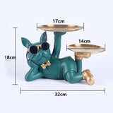 Cifeeo Metal Tray Dog Statue Decoration,Animal Figurine,Home Decoration Accessories,Resin Sculpture Ornaments,Living Room Bedroom Decor