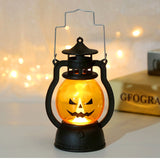 Cifeeo  Halloween LED Hanging Pumpkin Lantern Light Ghost Lamp Candle Light Retro Small Oil Lamp Halloween Party Home Decor Horror Props