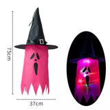 Cifeeo  LED Halloween Decoration Flashing Light Gypsophila Ghost Festival Dress Up Glowing Wizard Ghost Hat Lamp Decor Hanging Lantern