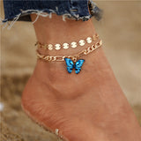 Cifeeo Boho Pearl Fishtail Anklet For Women Y2k Colorful Beads Butterfly Anklet Bracelet Multilayer Anklets Handmade Chain Jewelry Gift
