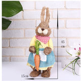 Cifeeo  10 Styles Cute Straw Standing Rabbits Bunny Decorations Easter Party Home Garden Wedding Ornament Easter Theme Party Supplies