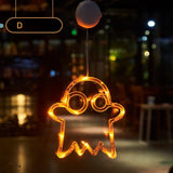 Cifeeo  Halloween Pumpkin Lamp Spider Bat Ghost Eyeball Cap Spider Web LED Sucker Lamp Atmosphere Decoration Lamp String Color Lamp