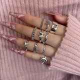 Cifeeo 3-16PC Fashion Ring Sets For Women Vintage Punk Gothic Finger Jewelry Fine Jewelry  Boys Girls Party Gifts