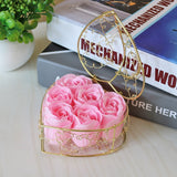 Metal Basket 6 Rose Soap Flower Heart-shaped Gift Box Birthday Valentine's Day Gift Giveaway Aromatherapy Artificial Flowers