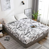 Cifeeo Nordic Mirco Fiber Marble Print Fitted Bed Sheet Single Elastic Band Double Bed Linen Home Soft Comfortable King Size Bedsheet