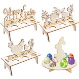 Easter Decoration for Home Wooden Easter Egg Holder Shelves DIY Craft Handmade Ornaments Kids Gift Happy Easter Party Decor