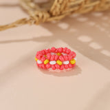 Cifeeo New Cute Transparent Resin Acrylic Handmade Beaded Rhinestone Colourful Geometric Square Round Rings for Women Y2k Jewelry Party