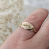 Christmas Gift Vintage Engraving Women's Gold Plated Silver Color Mama Letter Flower Ring Personality Engagement Party Jewelry Mothers Day Gift