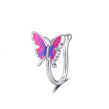 1Pc Crystal Butterfly Fake Nose Ring Non Piercing Clip On Nose Ring Indian Style Nose Cuff Fake Piercing Septum Nariz Jewelry