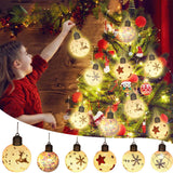 Christmas Gift LED Christmas Ball Lights Snowflake Elk Pattern Xmas Tree Hanging Pendant Ornaments Christmas Decorations For Home New Year
