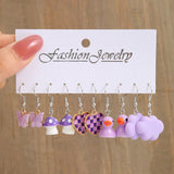 Cifeeo Pink Cartoon Duck Earrings Set Cute Animal Butterfly Heart Dangle Earrings For Women Girls Geometric Earring Trendy Jewelry Gift