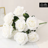 Simulation of 10 Dole Roses Silk Fake Artificial Flowers Home Living Room Dining Table Wedding Decoration High Quality Yellow