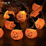 Cifeeo  1.5M 10 Led Halloween Pumpkin Ghost Skeletons Bat Spider Led Light String Festival Bar Home Party Decor Halloween Ornament