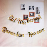 Glitter Mirror Eid Mubarak Ramadan Kareem Decoration Garlands Bunting Banner Gold Royal Blue Ramadan Decorations for Home