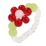 Cifeeo New Cute Transparent Resin Acrylic Handmade Beaded Rhinestone Colourful Geometric Square Round Rings for Women Y2k Jewelry Party