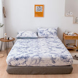 Cifeeo Nordic Mirco Fiber Marble Print Fitted Bed Sheet Single Elastic Band Double Bed Linen Home Soft Comfortable King Size Bedsheet