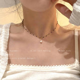 Cifeeo 2023 Kpop Double Layer Chain Gold Fashion Choker Cute Romantic Women Pearl Pendant Necklace Girl Jewelry Collar