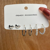 Cifeeo 6pcs/set Snake Butterfly Earrings Set For Women Girls Vintage Metal Silver Plated Rhinestones Heart Drop Earrings Jewelry Gift